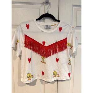 NWOT Looney Tunes x Unique Vintage Boxy Fringe Tweety Bird Tshirt